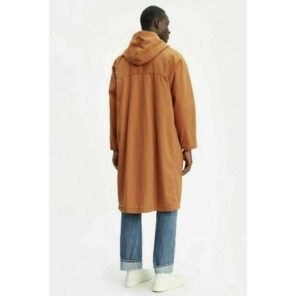 Levis Vintage Clothing Mens 1940s Parka Jacket Size Medium Long Overcoat Brown - Picture 2 of 8